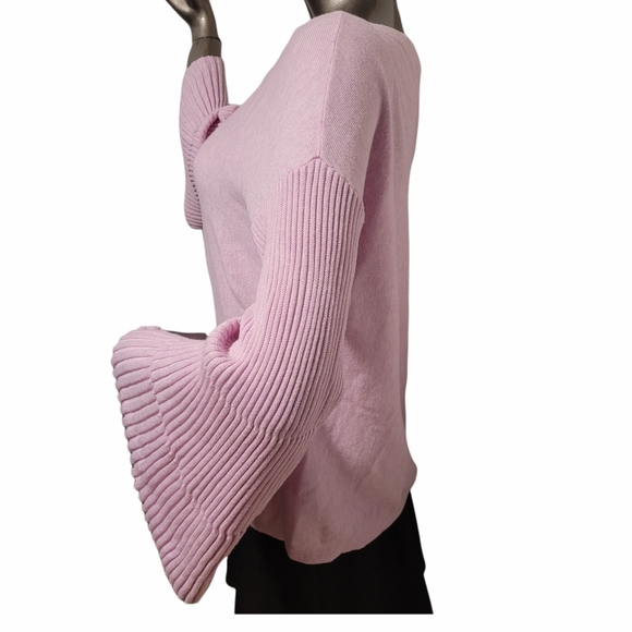 Vince Camuto Pink Cotton Blend Sweater with Bell Sleeves Sz Medium - Picture 2 of 11